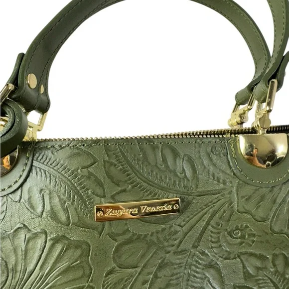 ZAGARA floral embossed Leather handbag ~ Made in Italy